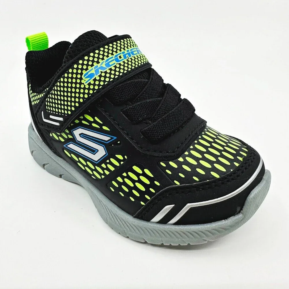 Skechers Mighty Stride Black Lime Toddlers Boys Size 5 Sneakers